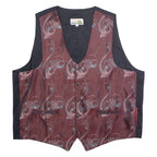 LE FROG Mens Blazer Waistcoat Red Crazy Pattern XL