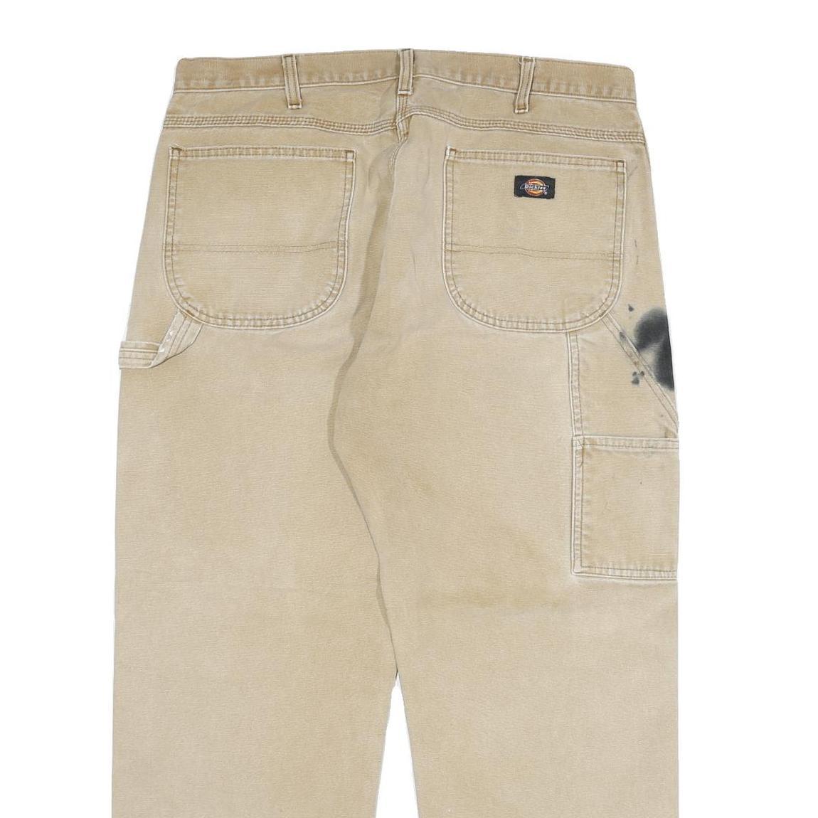 DICKIES Mens Jeans Beige Regular Straight Denim W36 L30 Workwear Durable