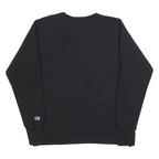 CHAMPION Womens Black Cotton Blend Crew Neck L Sweatshirt Logo Print Casual