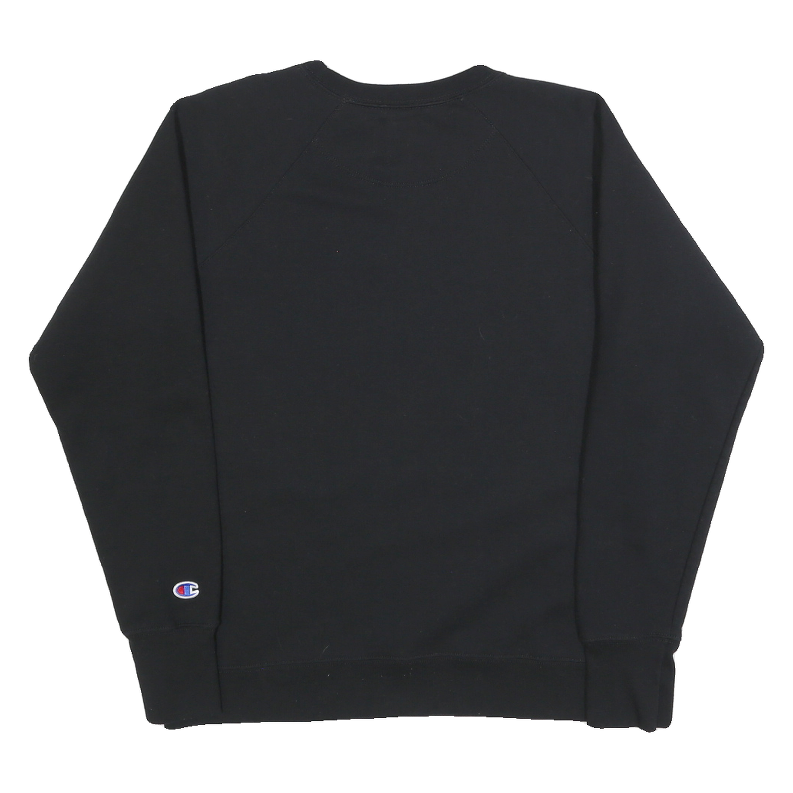 CHAMPION Womens Black Cotton Blend Crew Neck L Sweatshirt Logo Print Casual