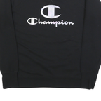 CHAMPION Womens Black Cotton Blend Crew Neck L Sweatshirt Logo Print Casual