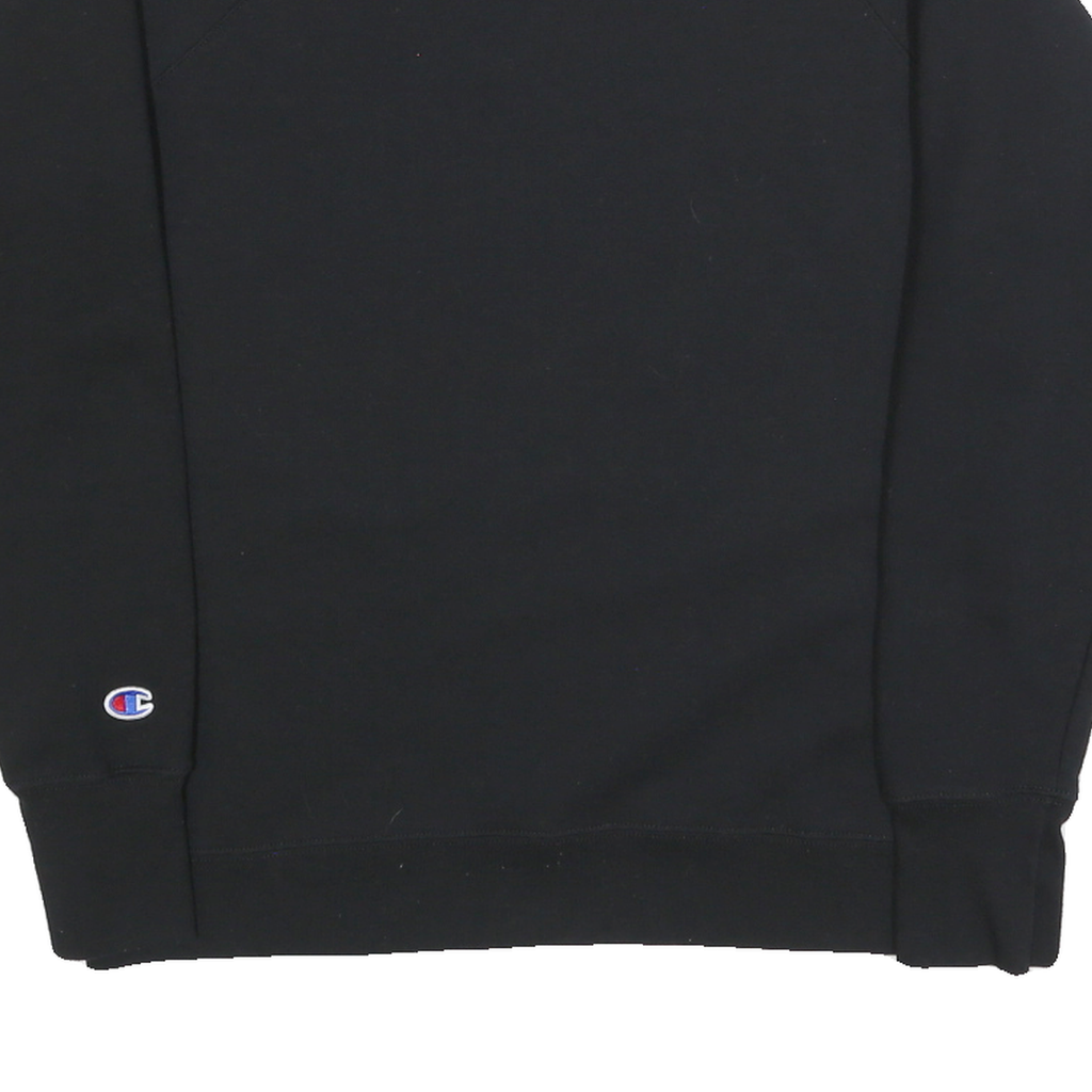 CHAMPION Womens Black Cotton Blend Crew Neck L Sweatshirt Logo Print Casual