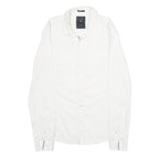 GUESS Mens White Plain Shirt M Casual Button Down Cotton Blend