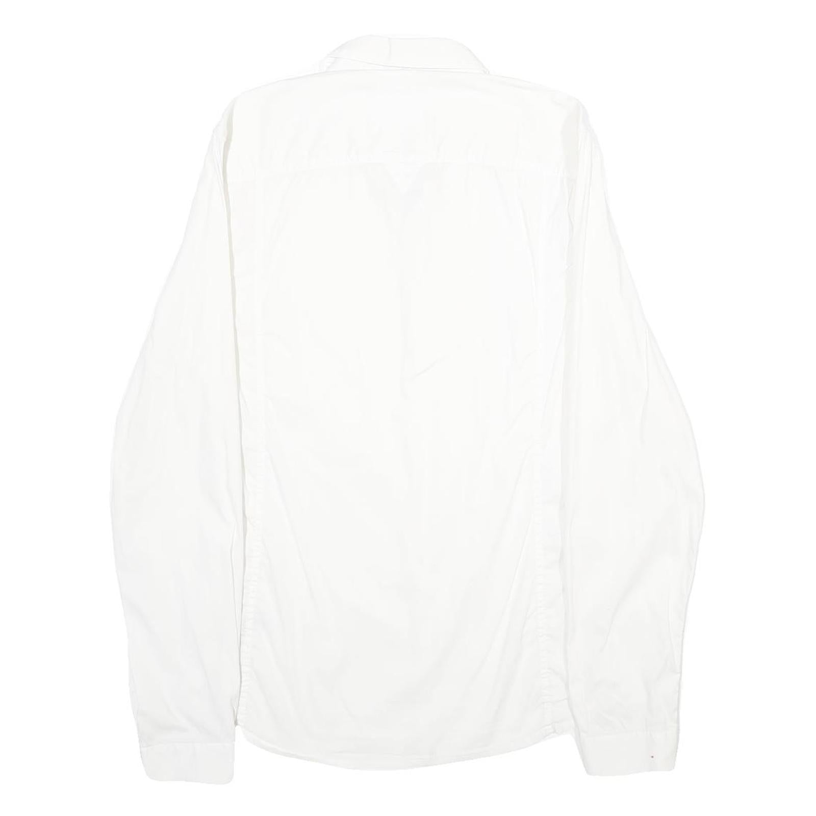 GUESS Mens White Plain Shirt M Casual Button Down Cotton Blend