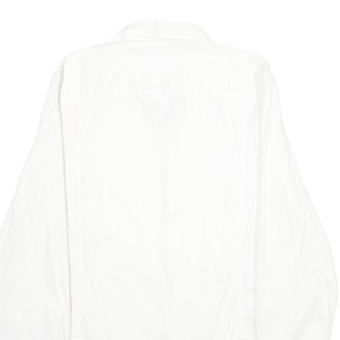 GUESS Mens White Plain Shirt M Casual Button Down Cotton Blend