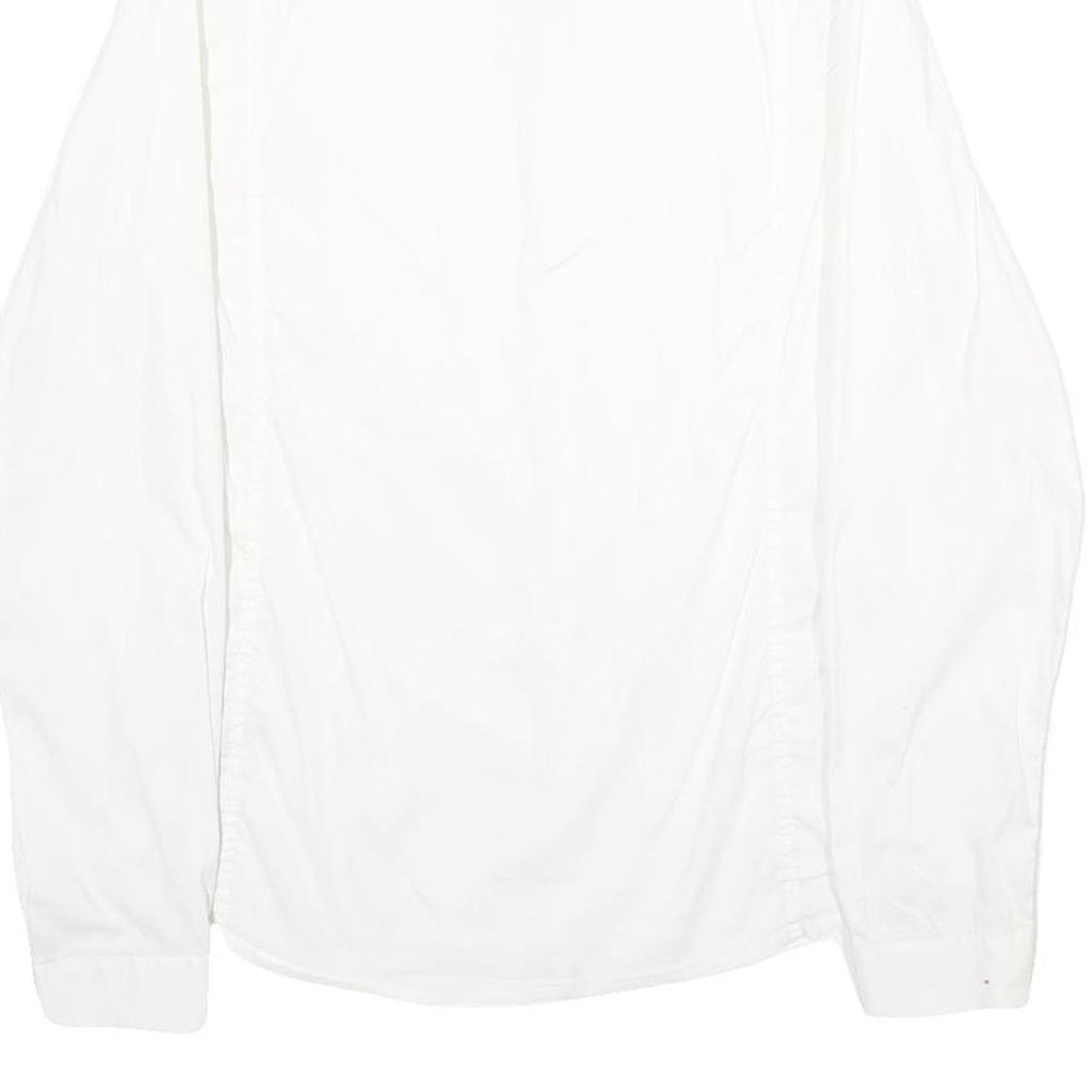 GUESS Mens White Plain Shirt M Casual Button Down Cotton Blend