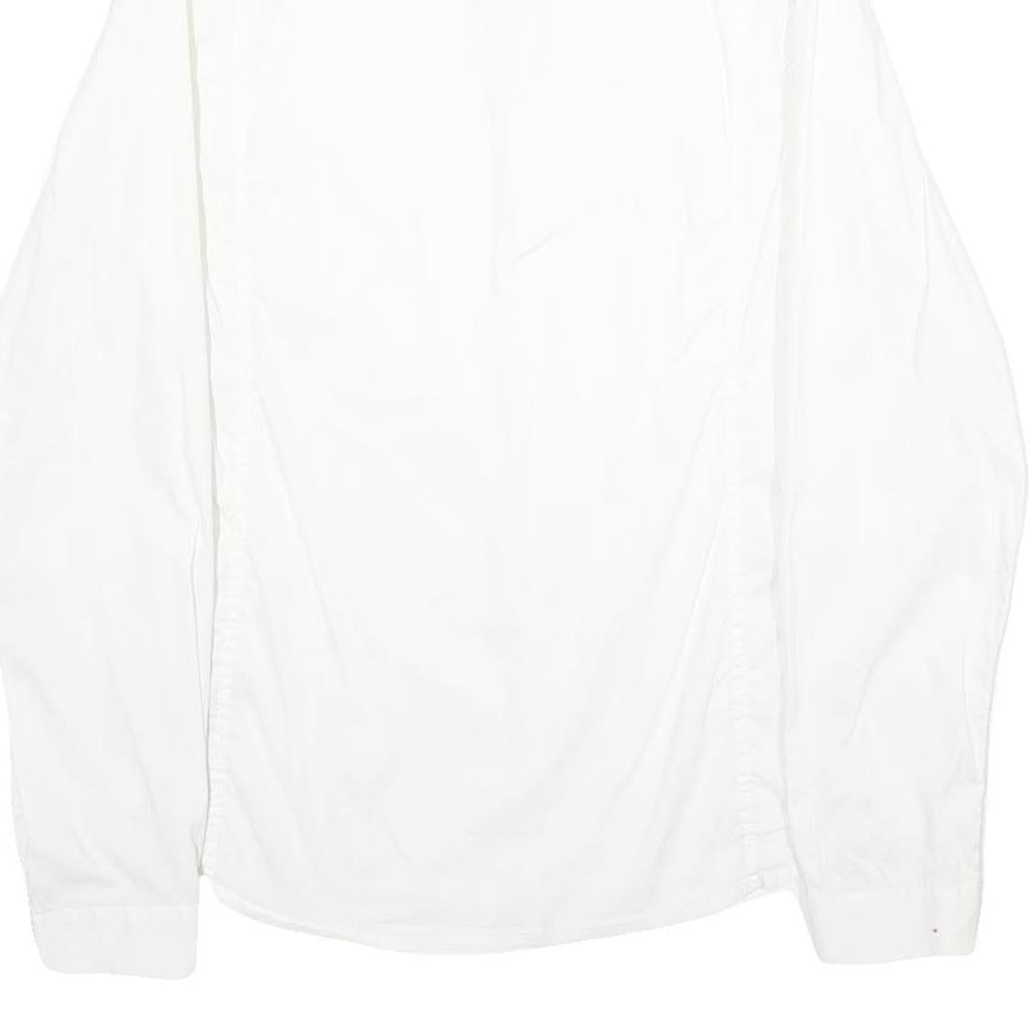 GUESS Mens White Plain Shirt M Casual Button Down Cotton Blend