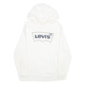 LEVI'S Mens White Pullover Hoodie L Cotton Logo Sweatshirt