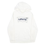 LEVI'S Mens White Pullover Hoodie L Cotton Logo Sweatshirt