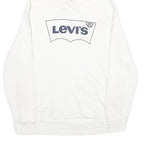 LEVI'S Mens White Pullover Hoodie L Cotton Logo Sweatshirt
