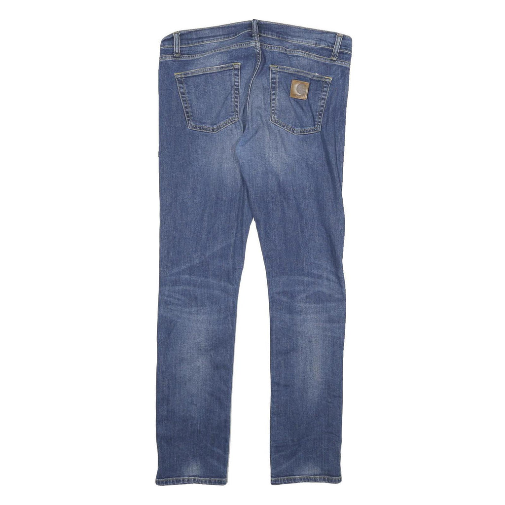 CARHARTT Mens Slim Blue Denim Slim Jeans W34 L32 Casual Zip Closure