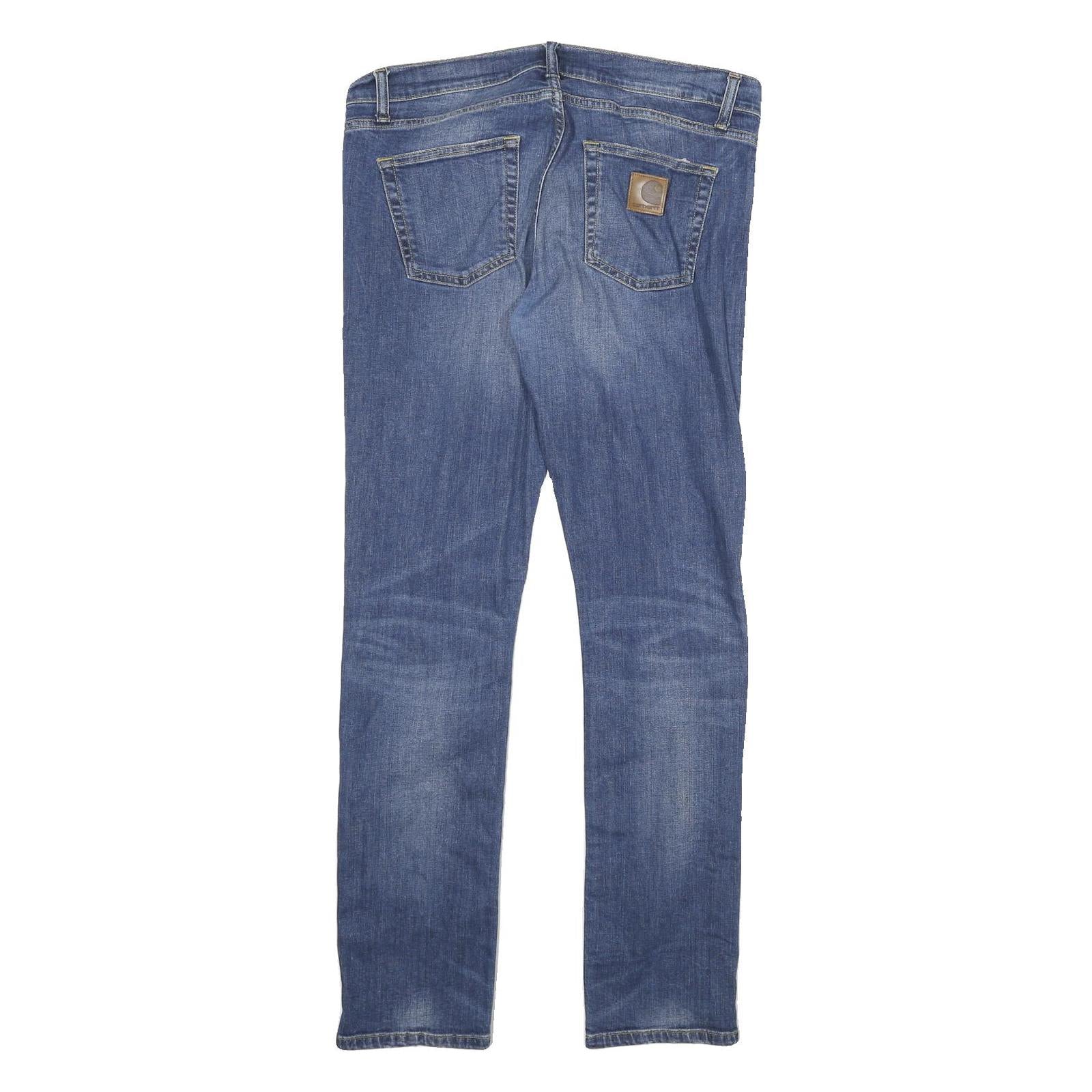 CARHARTT Mens Slim Blue Denim Slim Jeans W34 L32 Casual Zip Closure