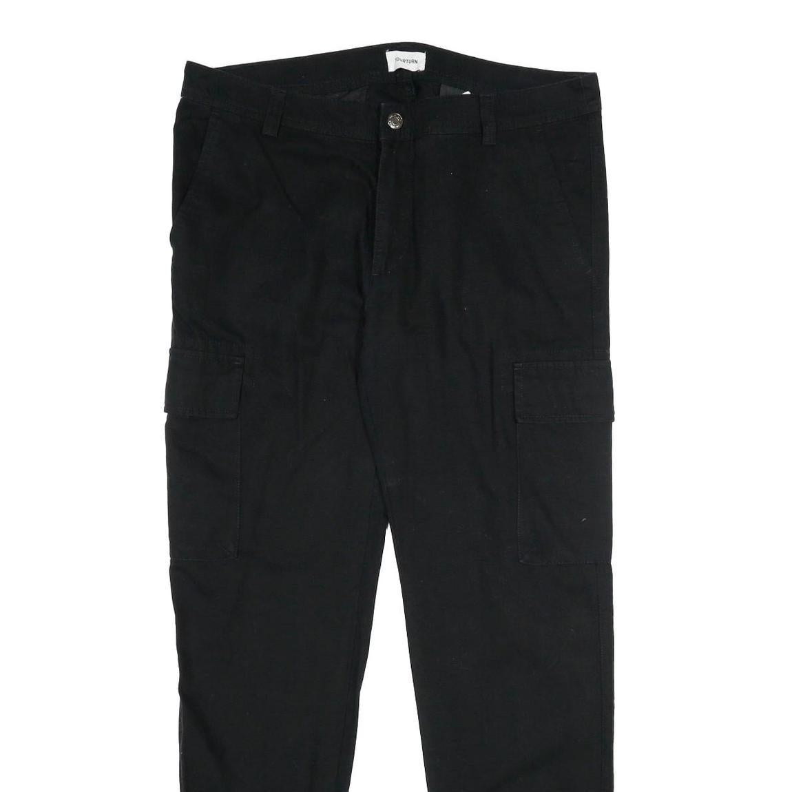 YOURTURN Mens Black Cotton Regular Cargo Trousers W34 L32 Zip Closure