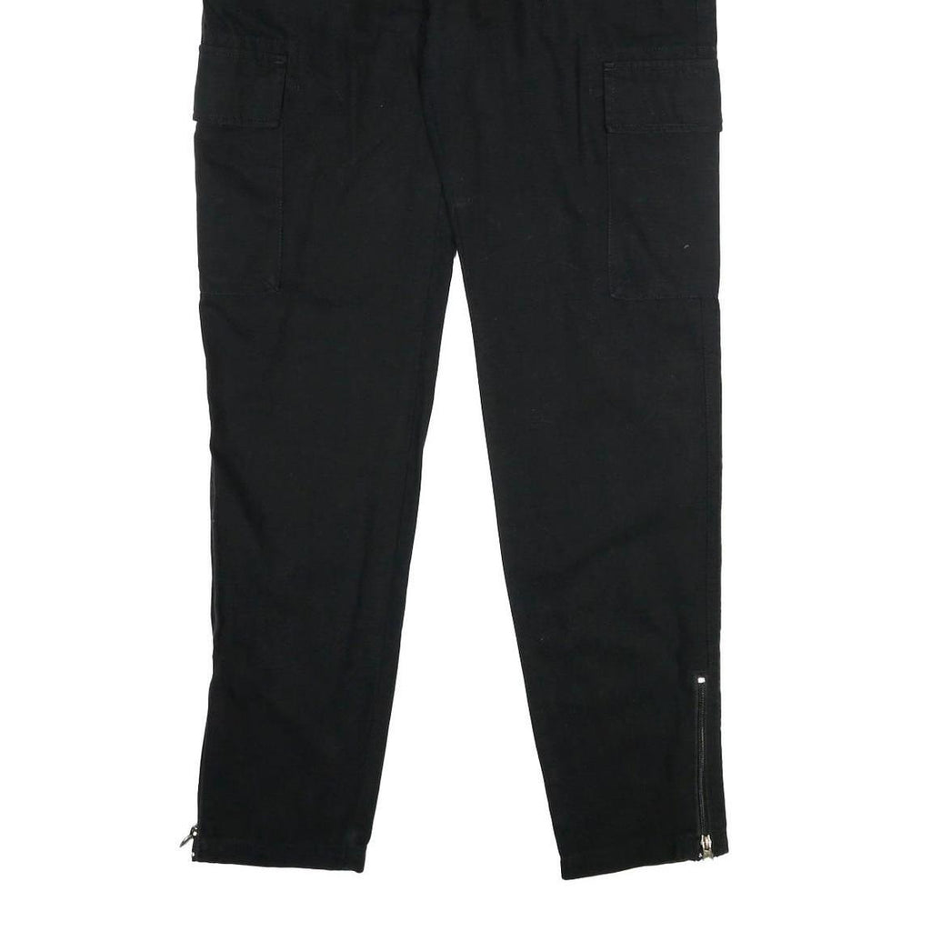 YOURTURN Mens Black Cotton Regular Cargo Trousers W34 L32 Zip Closure