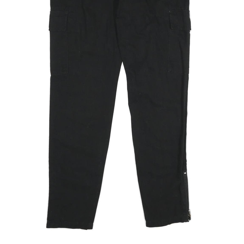 YOURTURN Mens Black Cotton Regular Cargo Trousers W34 L32 Zip Closure