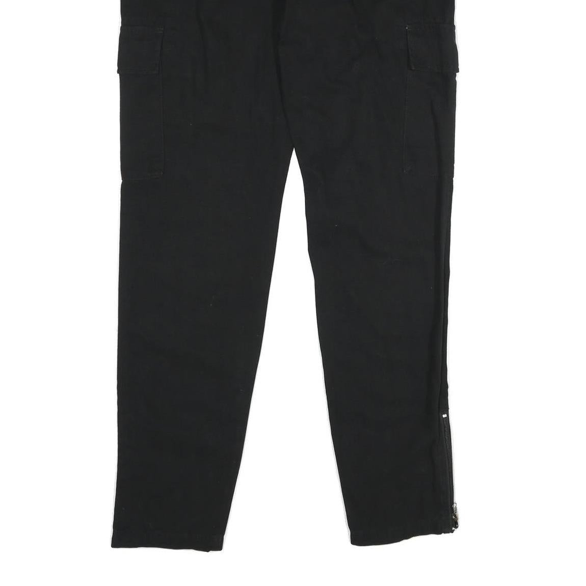YOURTURN Mens Black Cotton Regular Cargo Trousers W34 L32 Zip Closure