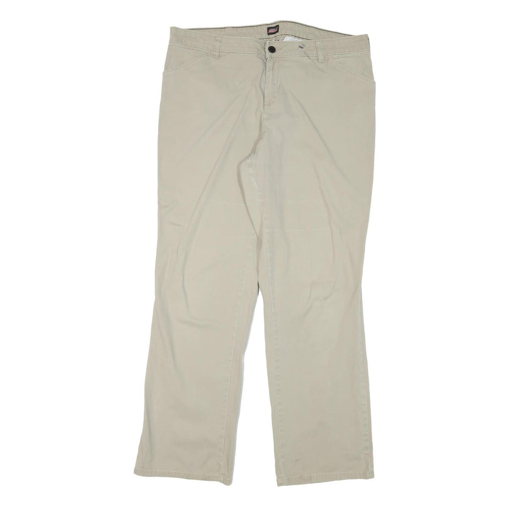 DICKIES Mens Cotton Blend Beige Regular Straight Trousers W34 L30 Workwear
