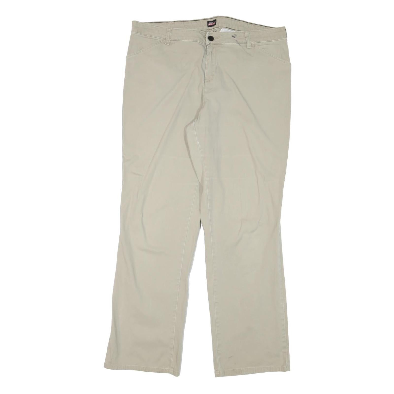 DICKIES Mens Cotton Blend Beige Regular Straight Trousers W34 L30 Workwear
