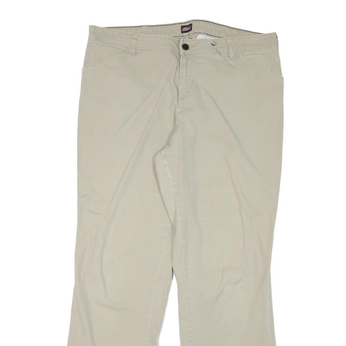 DICKIES Mens Cotton Blend Beige Regular Straight Trousers W34 L30 Workwear