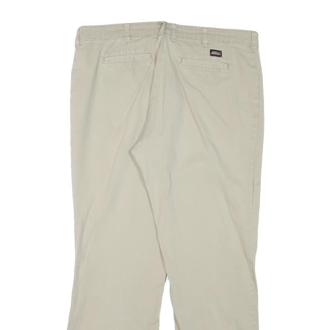 DICKIES Mens Cotton Blend Beige Regular Straight Trousers W34 L30 Workwear