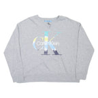 CALVIN KLEIN Womens Sweatshirt Grey V-Neck L