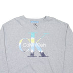 CALVIN KLEIN Womens Sweatshirt Grey V-Neck L
