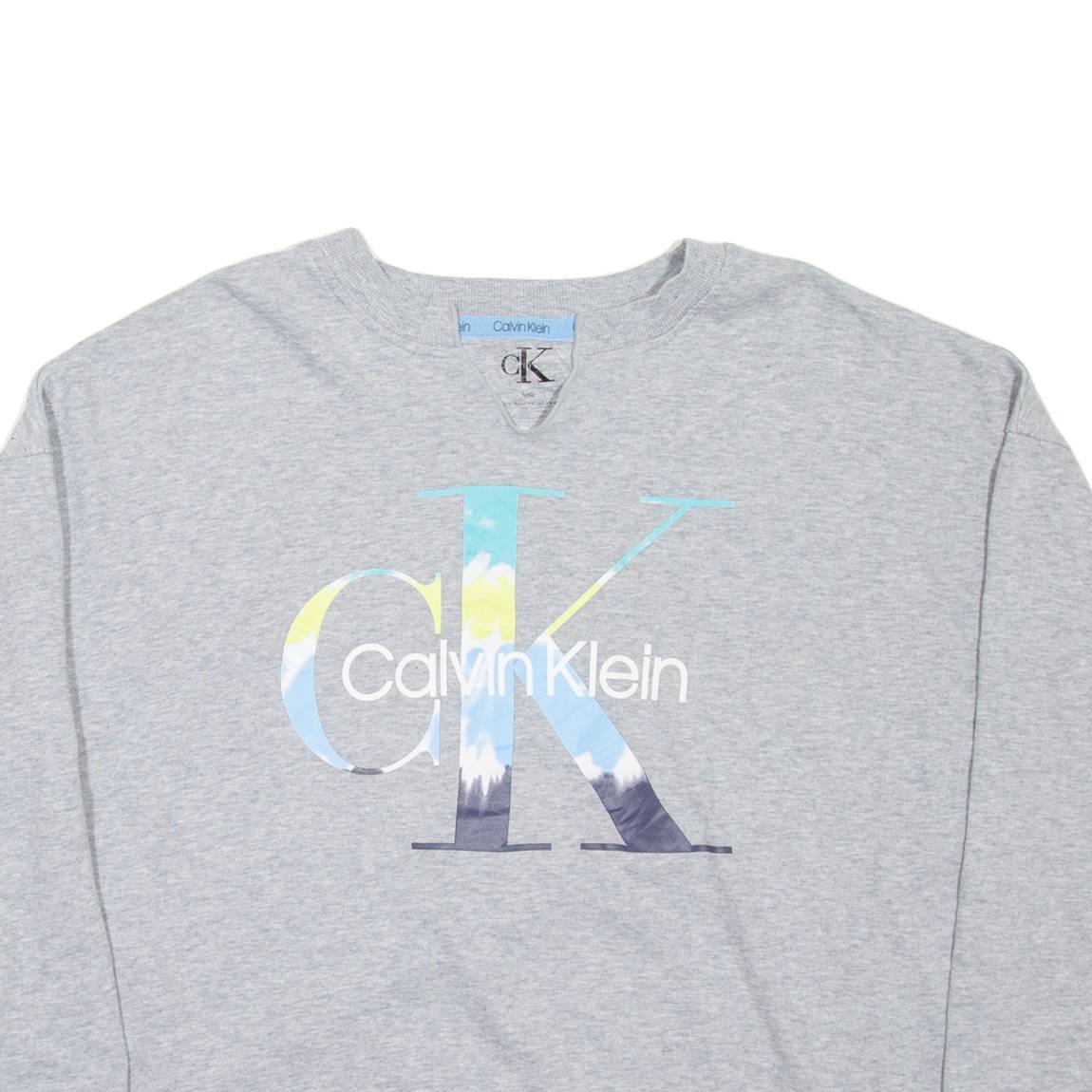 CALVIN KLEIN Womens Sweatshirt Grey V-Neck L