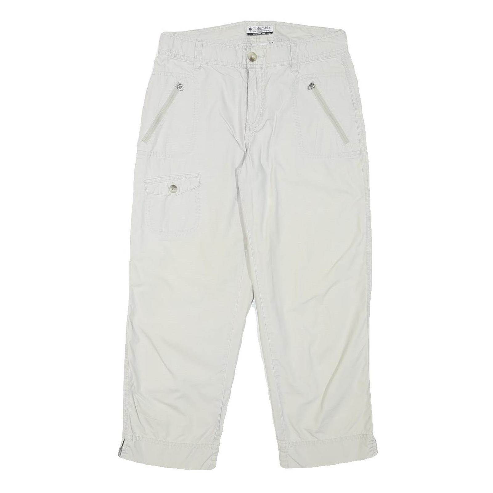 COLUMBIA Womens Cotton Blend White Relaxed Capri Trousers W28 L24 Casual Outdoor