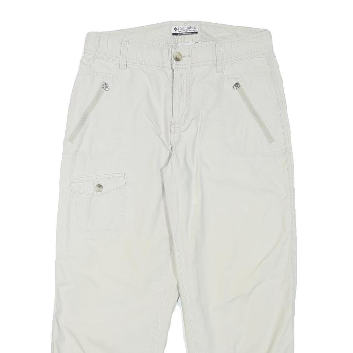 COLUMBIA Womens Cotton Blend White Relaxed Capri Trousers W28 L24 Casual Outdoor