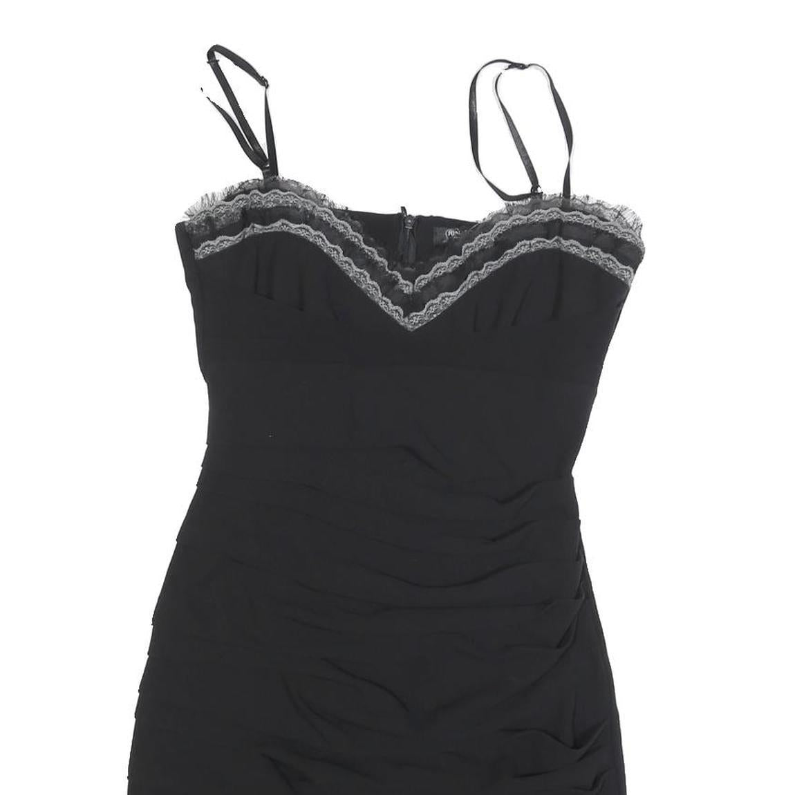 RINA SCIMENTO Womens Black Bodycon Woven Mini Dress S Sweetheart Neckline