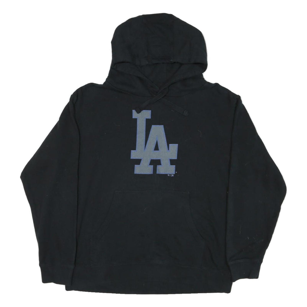 FANATICS Mens Black Cotton Blend Pullover Hoodie L LA Logo Casual Wear