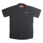 DICKIES Mens Black Work Shirt M Short Sleeve Button Cotton Blend Casual