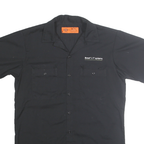 DICKIES Mens Black Work Shirt M Short Sleeve Button Cotton Blend Casual