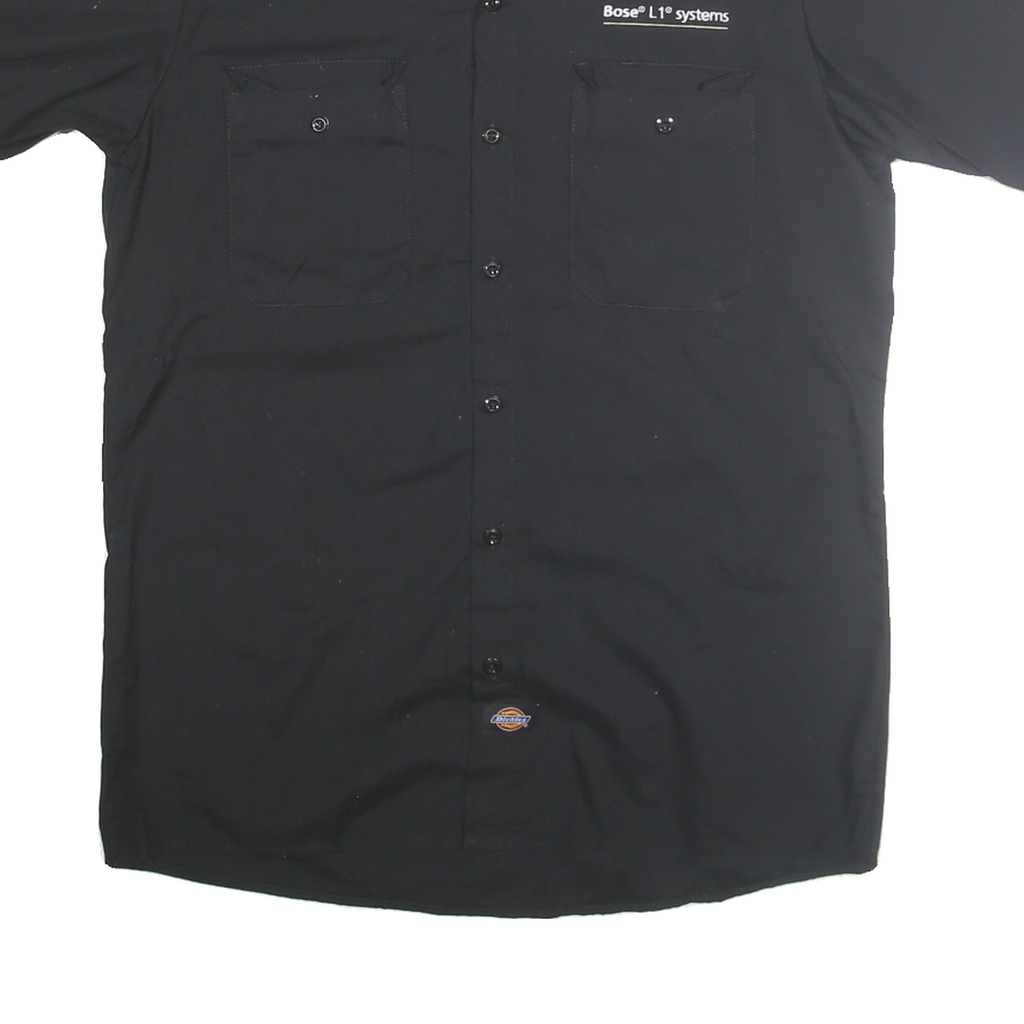 DICKIES Mens Black Work Shirt M Short Sleeve Button Cotton Blend Casual