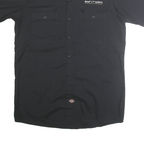 DICKIES Mens Black Work Shirt M Short Sleeve Button Cotton Blend Casual