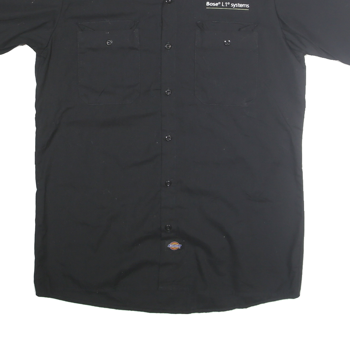 DICKIES Mens Black Work Shirt M Short Sleeve Button Cotton Blend Casual