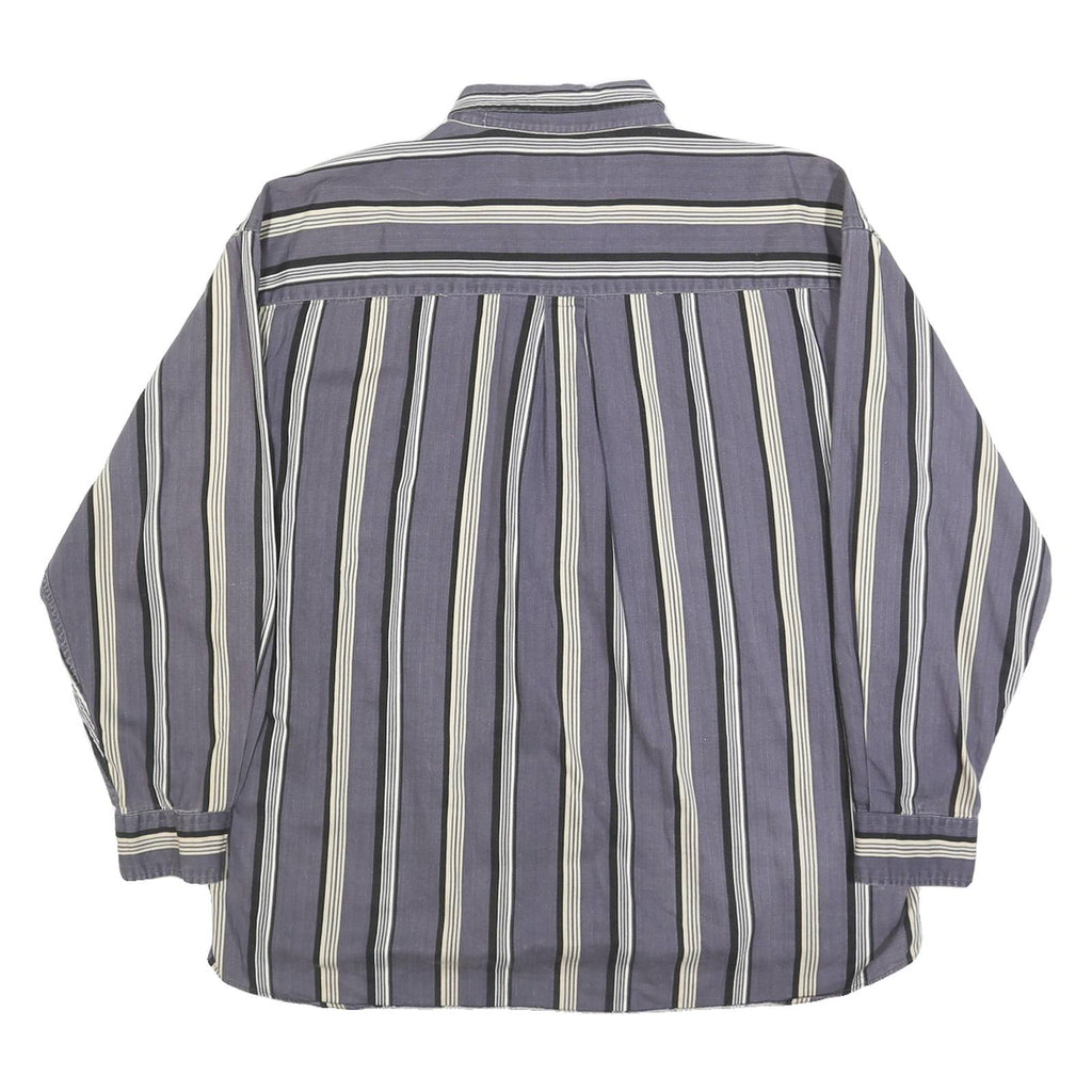 COTTON MILL Mens Blue & White Striped Shirt XL Button-Down Collar Casual