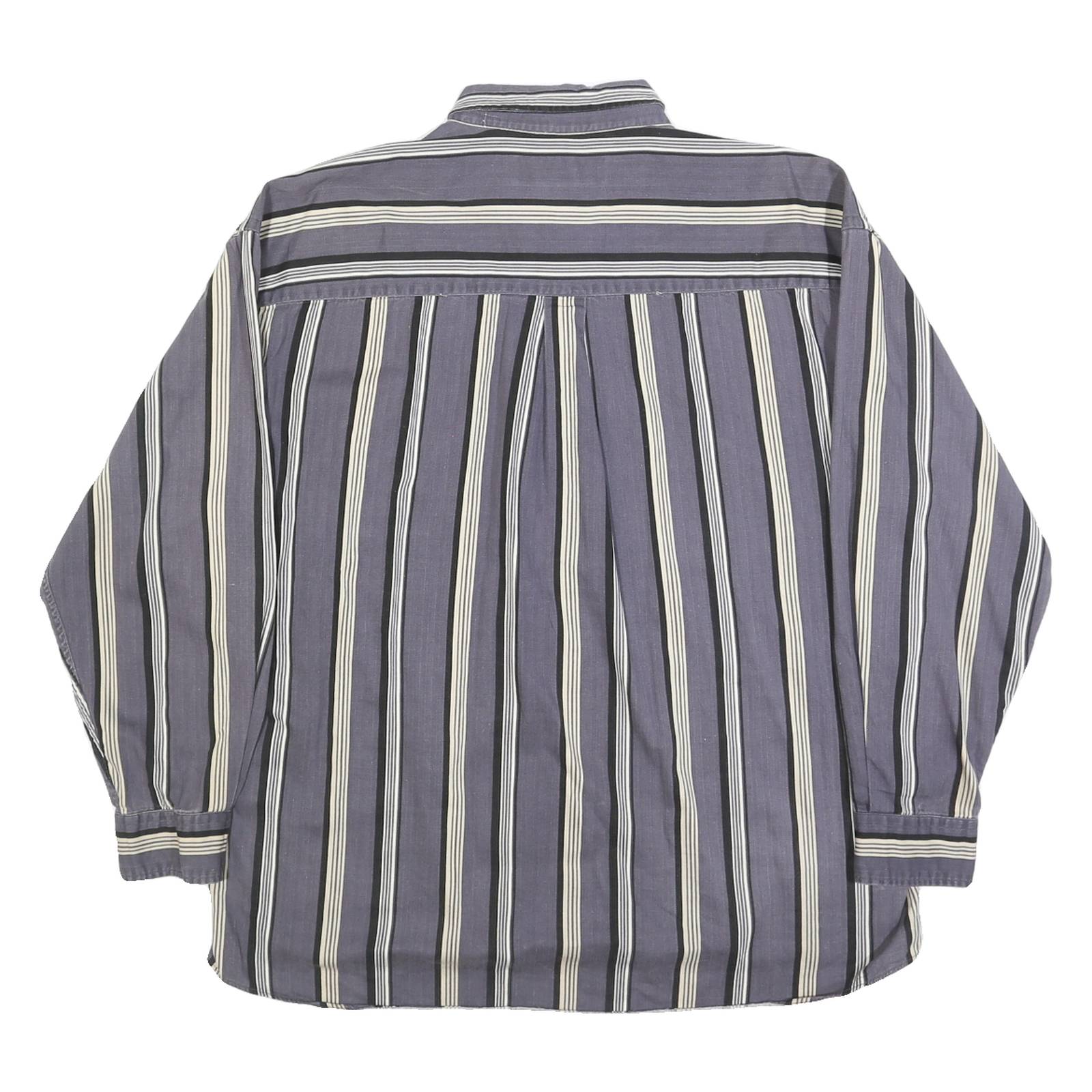 COTTON MILL Mens Blue & White Striped Shirt XL Button-Down Collar Casual