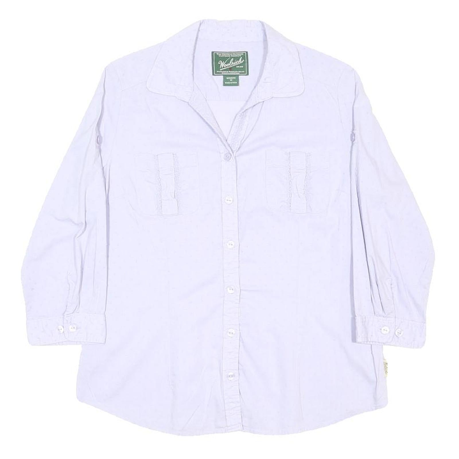WOOLRICH Womens White Cotton Shirt M Button Long Sleeve Casual