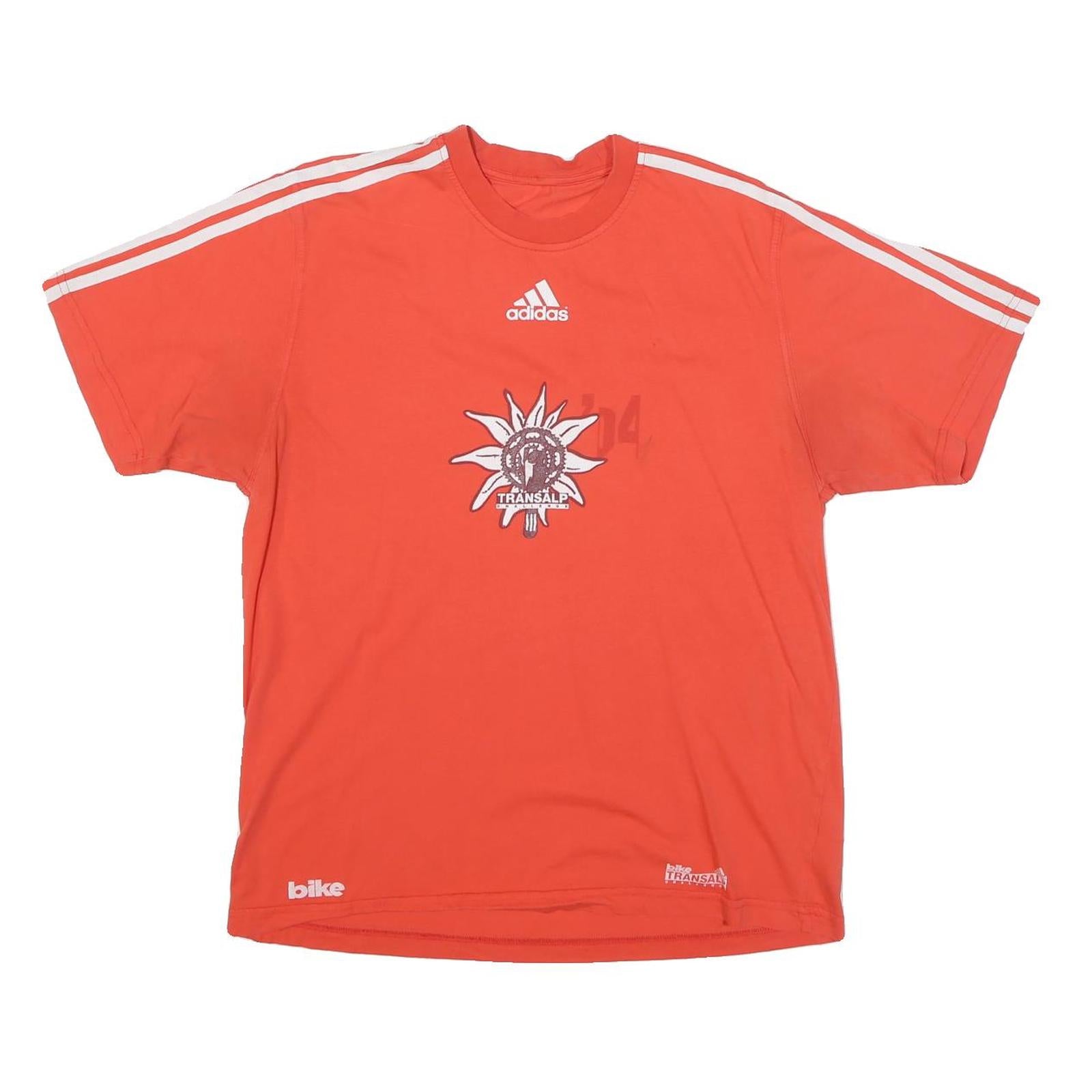 ADIDAS Mens Red Transalp Graphic T-Shirt S Short Sleeve Crew Neck Sportswear