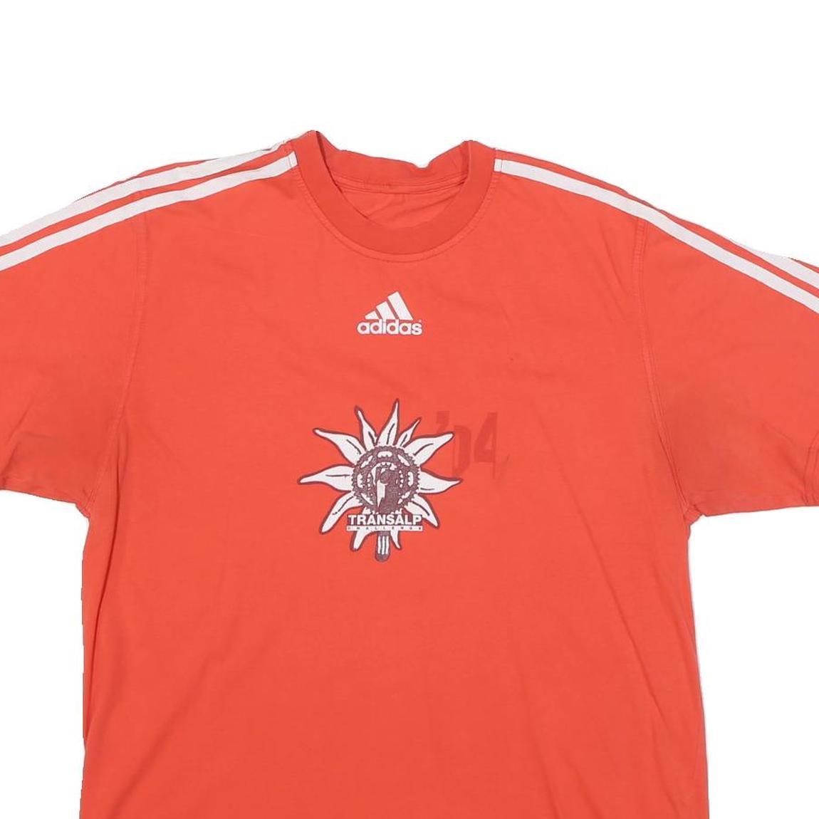 ADIDAS Mens Red Transalp Graphic T-Shirt S Short Sleeve Crew Neck Sportswear