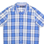 NAUTICA Mens Blue & White Check Shirt M Short Sleeve Cotton Blend Casual