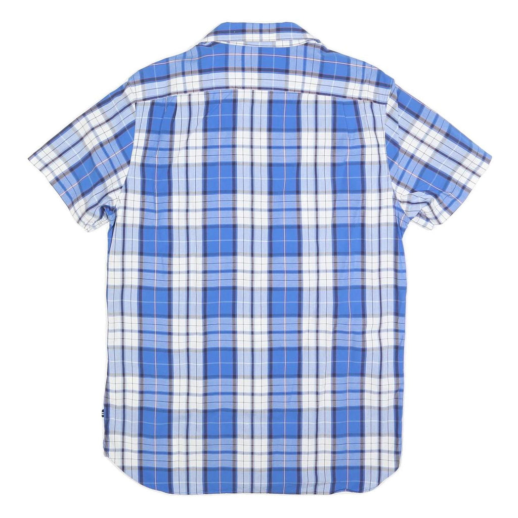 NAUTICA Mens Blue & White Check Shirt M Short Sleeve Cotton Blend Casual