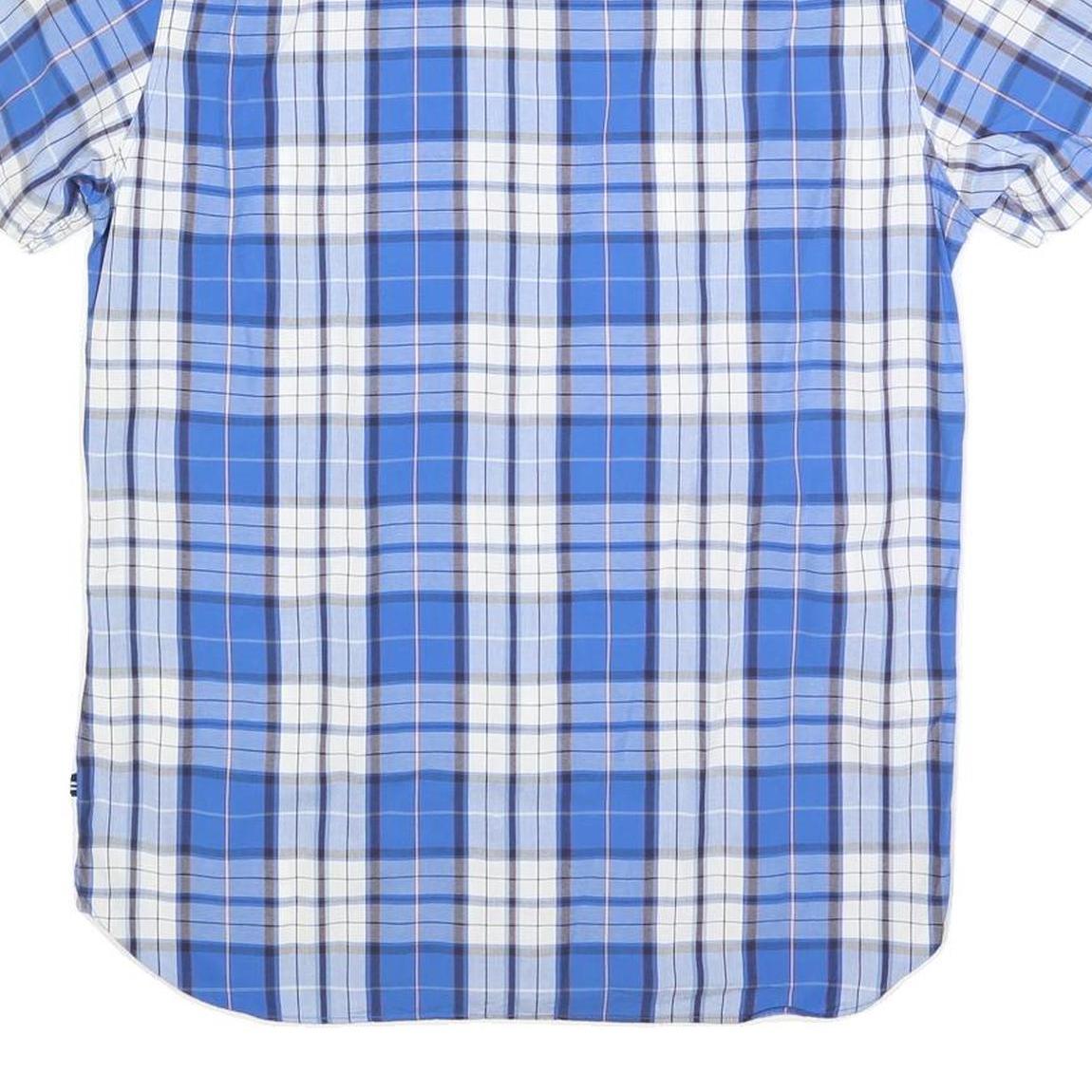 NAUTICA Mens Blue & White Check Shirt M Short Sleeve Cotton Blend Casual