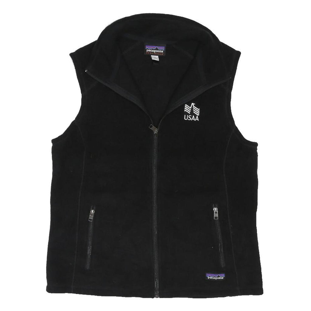 PATAGONIA Womens Black Fleece Vest L Polyester Blend Zip Up Casual Lightweight