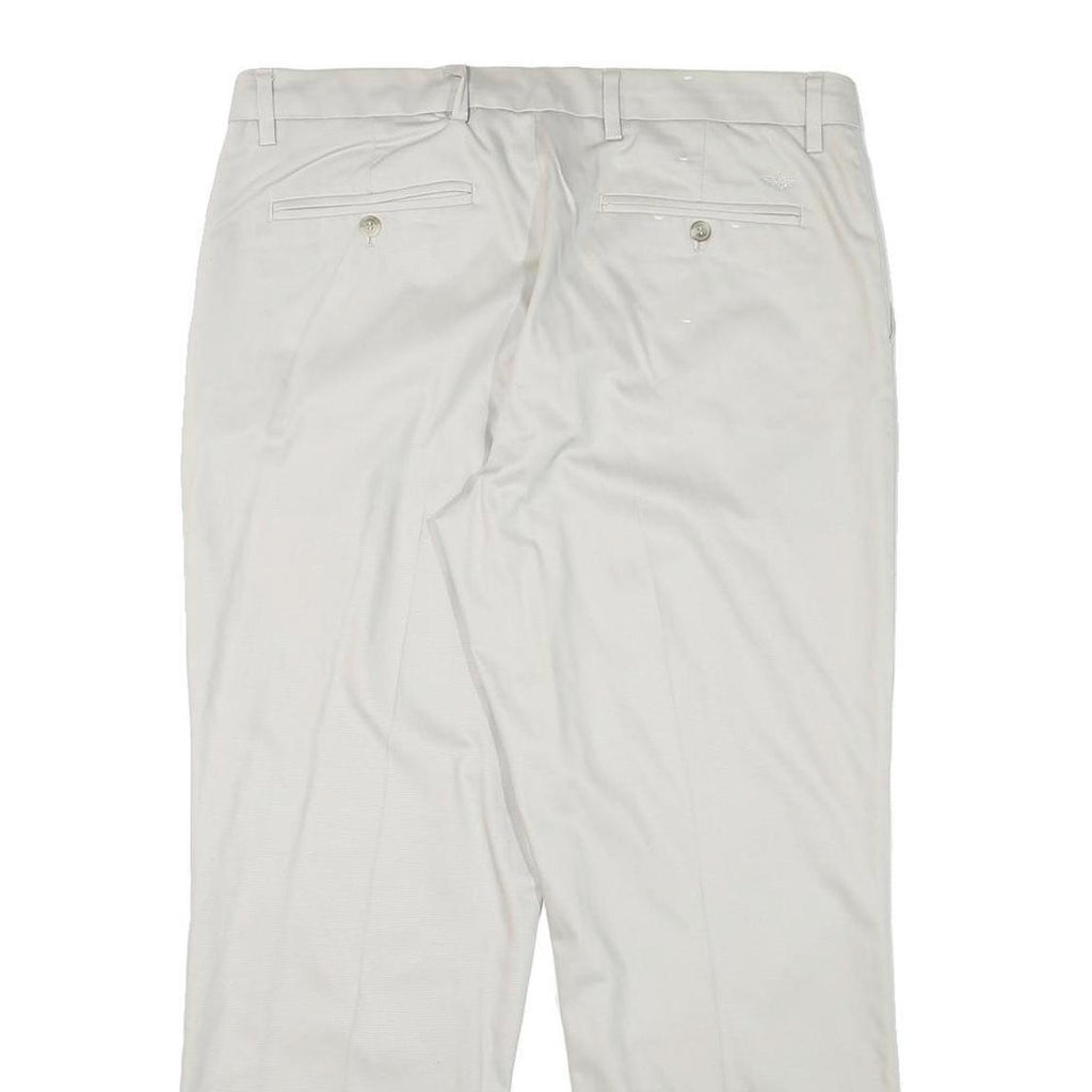 DOCKERS Mens Cotton Blend White Regular Straight Trousers W36 L28 Casual Smart