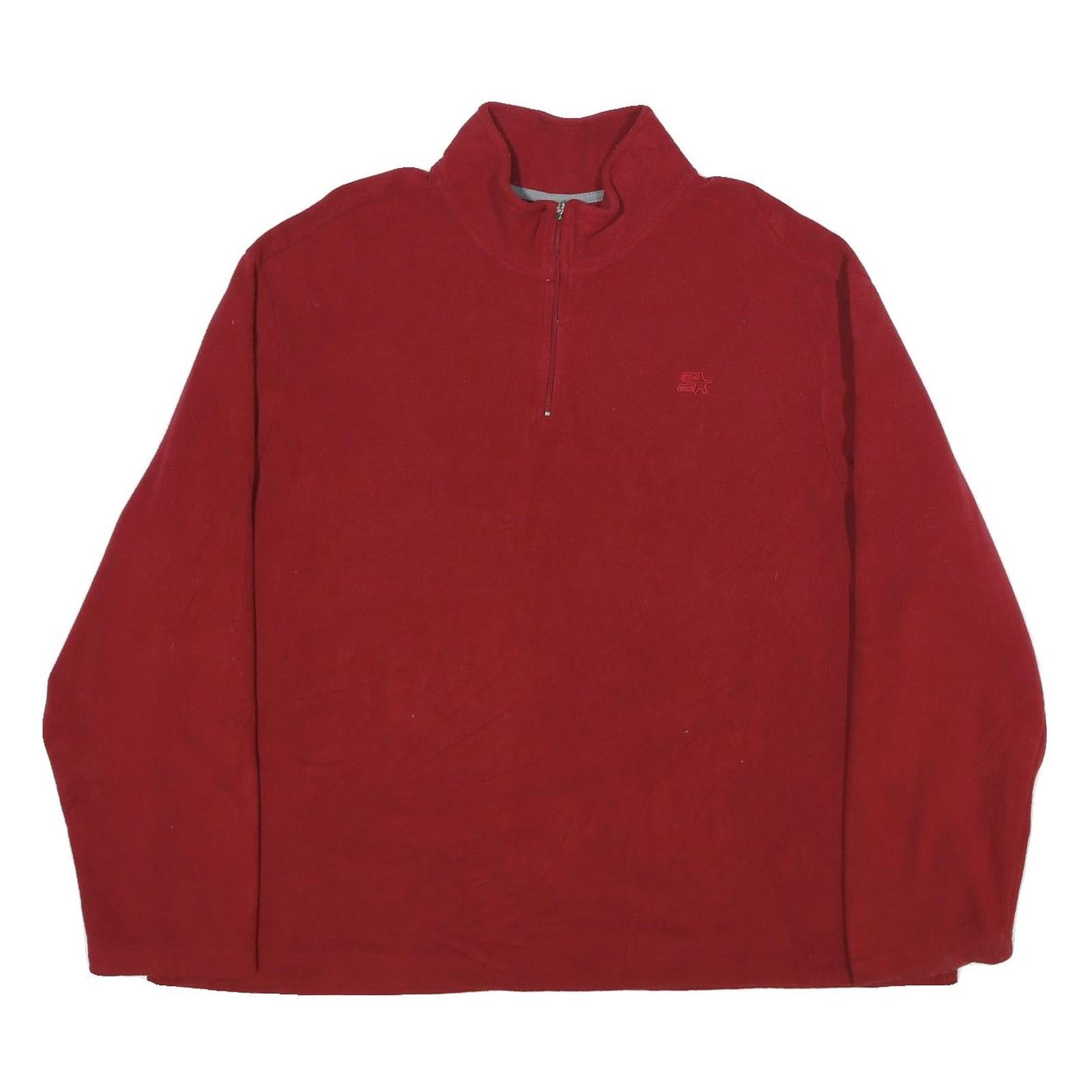 STARTER Mens Red Plain Pullover Jumper Crew Neck Basic Knit 2XL