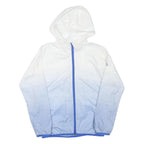 ADIDAS Mens White & Blue Hooded Zip Jacket XS Polyester Blend Sportswear