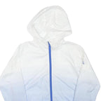 ADIDAS Mens White & Blue Hooded Zip Jacket XS Polyester Blend Sportswear