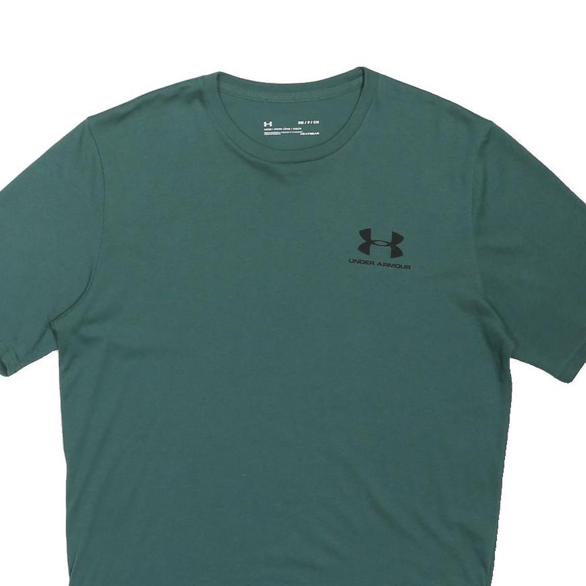 UNDER ARMOUR Mens Green Cotton Blend T-Shirt S Short Sleeve Crew Neck Sports